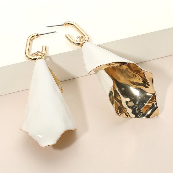 Petal Drop Red Green White Enamel Dangle Earrings - Holiday Ready! - Great Gift! - Picture 4 of 7